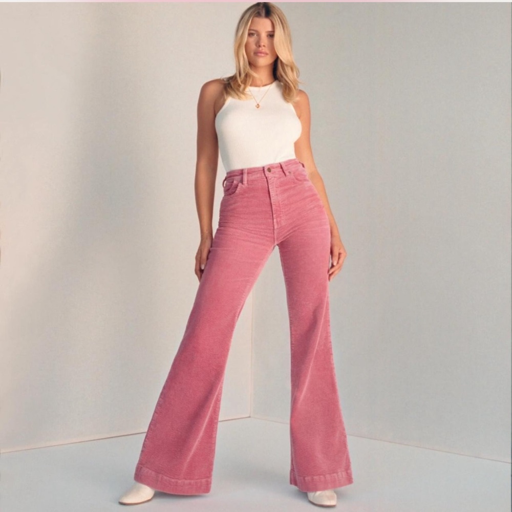ROLLAS X SOFIA RICHIE EAST COAST FLARE IN ROSE CORD